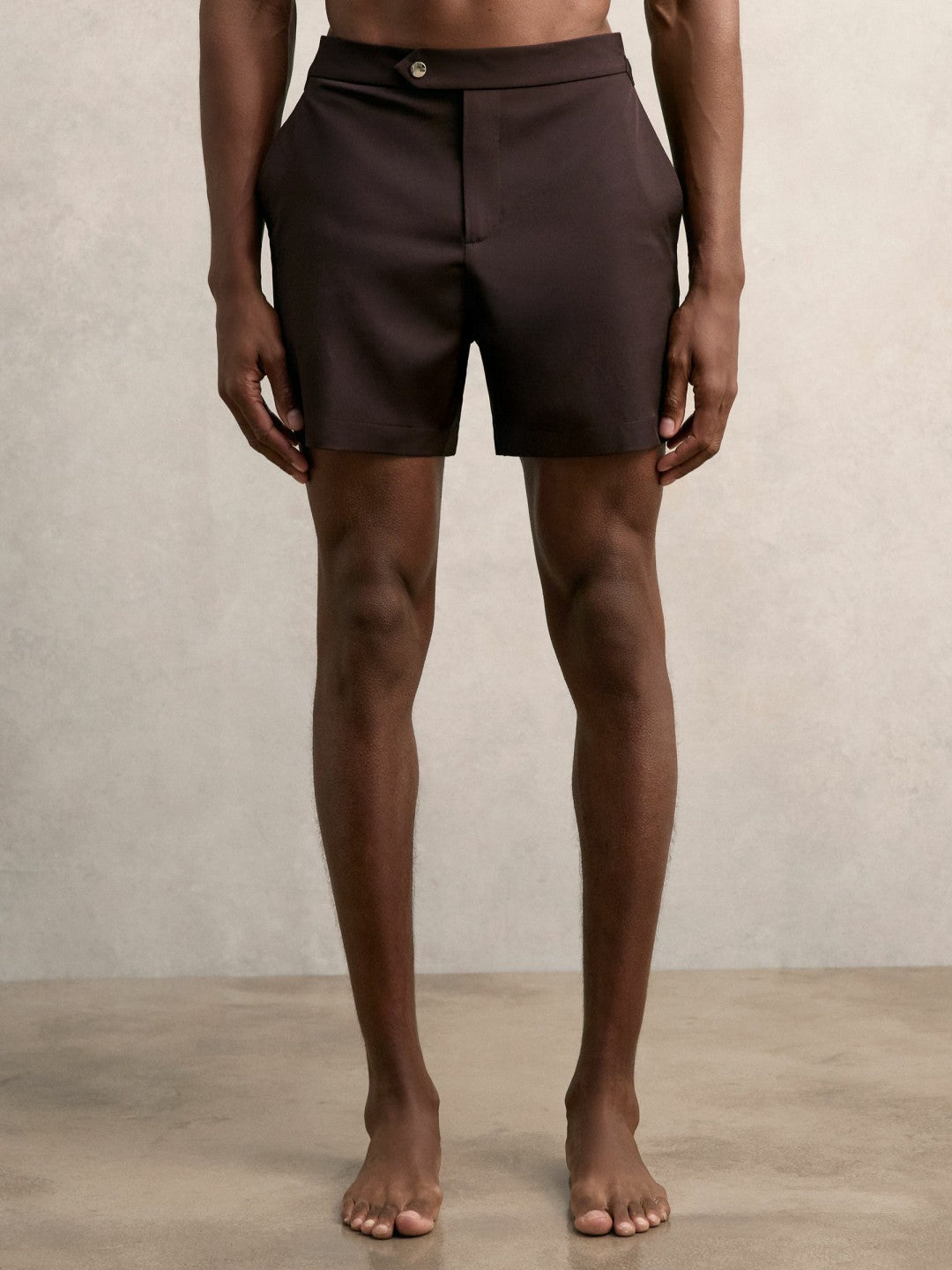 Side-Adjuster Swim Shorts Chocolate Brown | Men