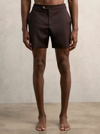 Side-Adjuster Swim Shorts Chocolate Brown | Men