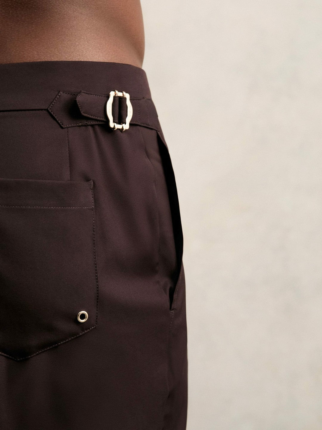 Side-Adjuster Swim Shorts Chocolate Brown | Men