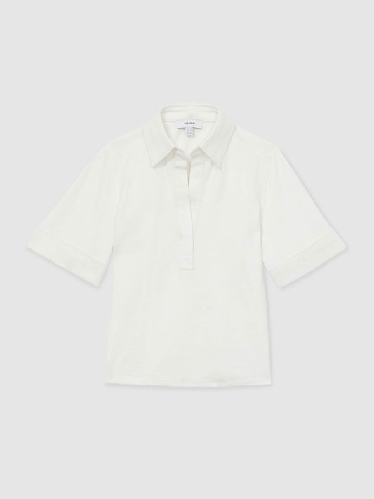Open-Collar Polo Shirt Cream | Women