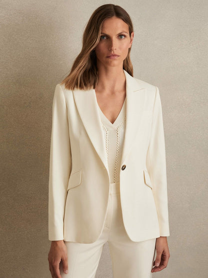 Single-Breasted Peak-Lapel Tailored Blazer Cream | Women
