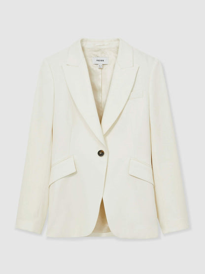 Single-Breasted Peak-Lapel Tailored Blazer Cream | Women