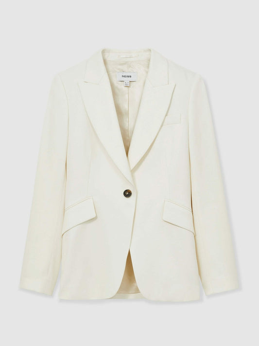 Single-Breasted Peak-Lapel Tailored Blazer Cream | Women