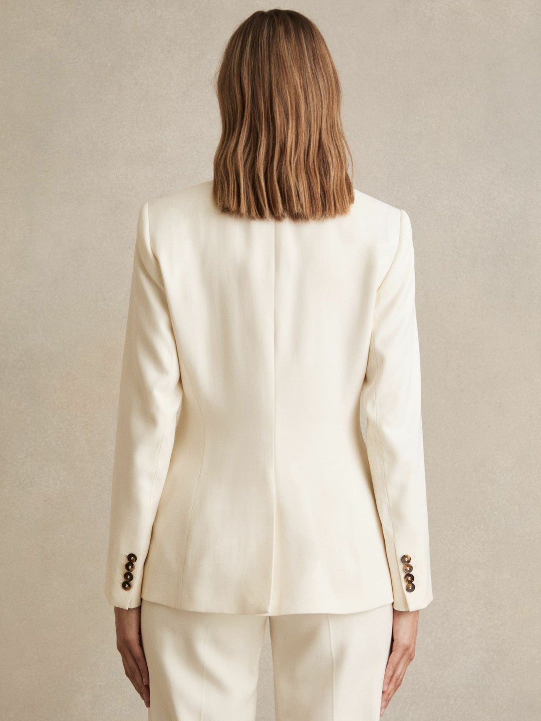 Single-Breasted Peak-Lapel Tailored Blazer Cream | Women