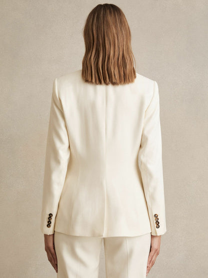 Single-Breasted Peak-Lapel Tailored Blazer Cream | Women