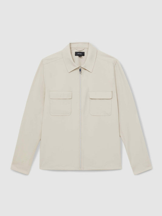 Technical Zip-Through Overshirt Stone | Men