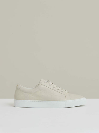 Tumbled-Leather Low-Top Trainers Off White | Men
