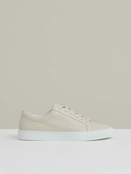 Tumbled-Leather Low-Top Trainers Off White | Men