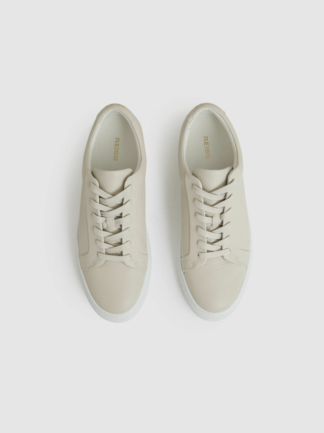 Tumbled-Leather Low-Top Trainers Off White | Men