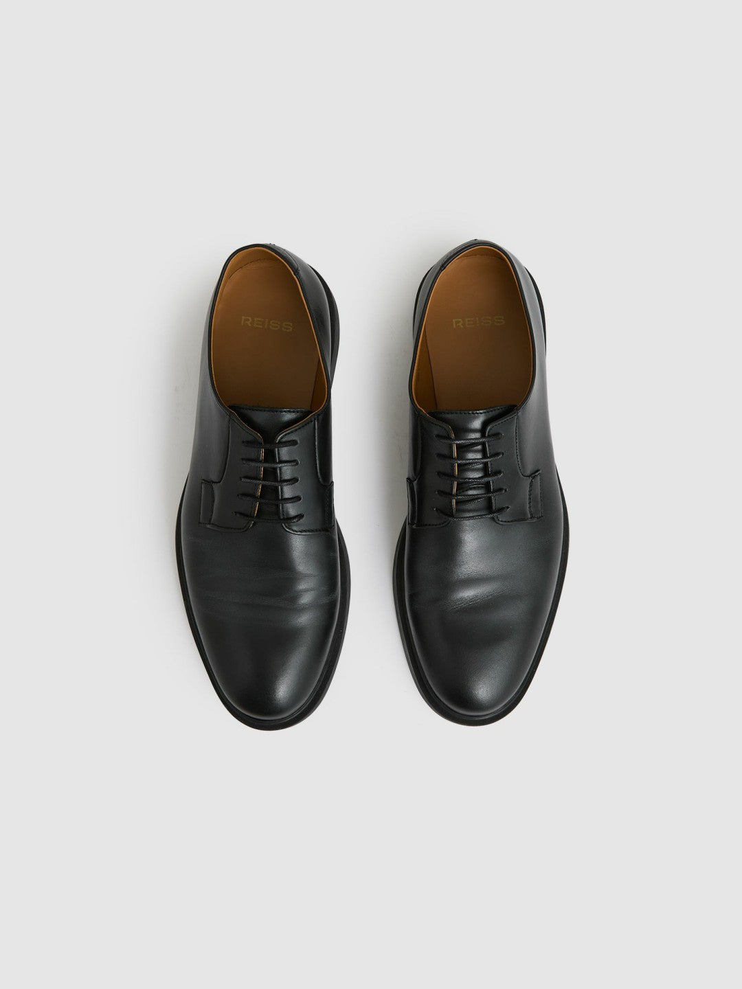 Leather Lace-Up Derby Shoes Black | Men