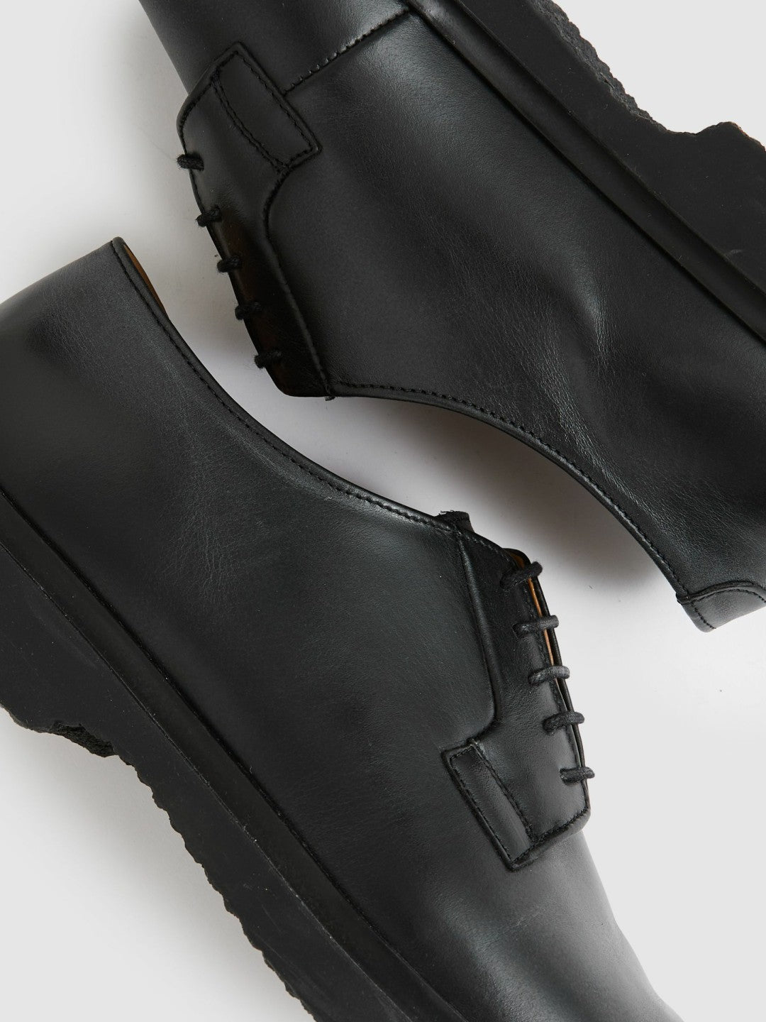 Leather Lace-Up Derby Shoes Black | Men