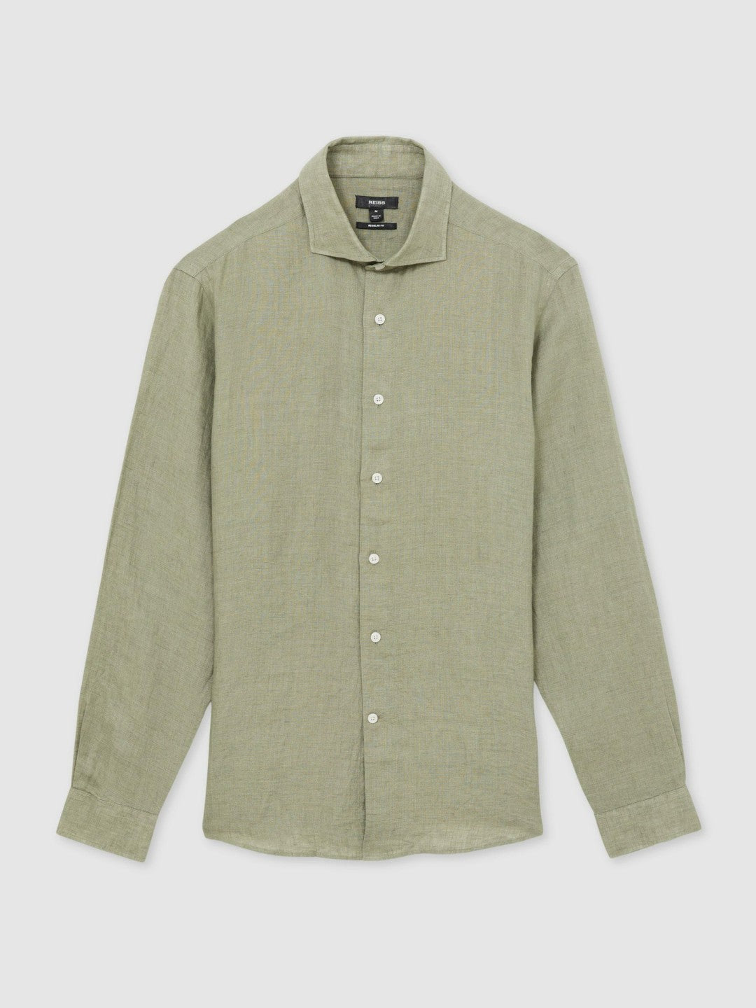 Linen Button-Through Shirt Thyme Green | Men