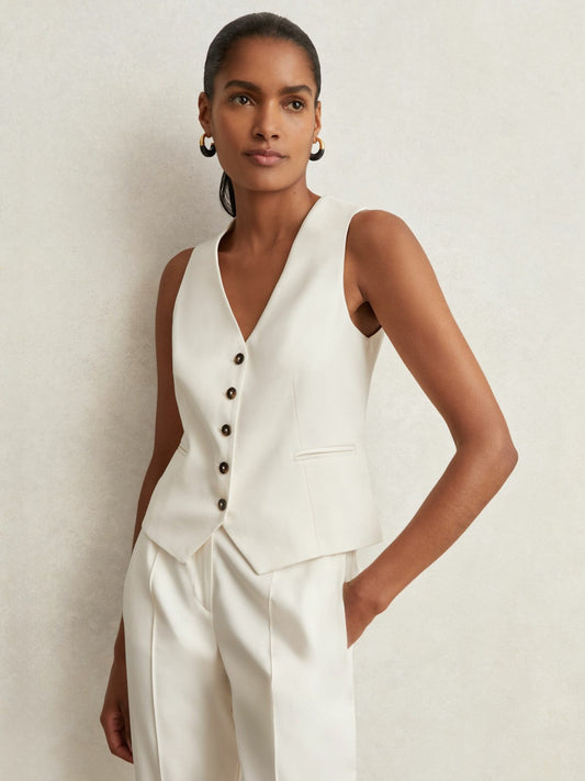 Single Breasted Tailored Waistcoat Cream | Women