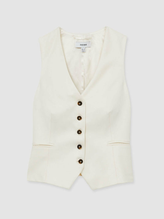 Single Breasted Tailored Waistcoat Cream | Women