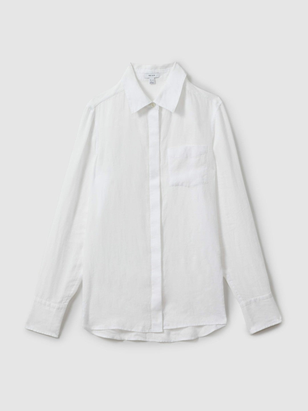 Linen Button-Through Shirt White | Women