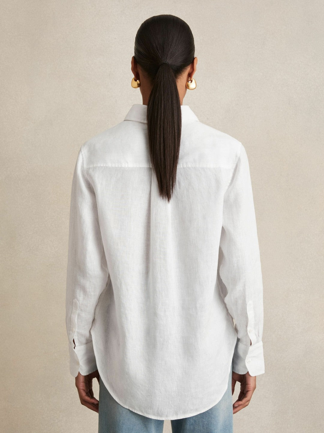 Linen Button-Through Shirt White | Women