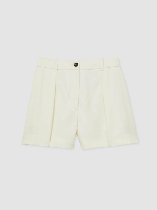 Single-Pleat Tailored Shorts Cream | Women