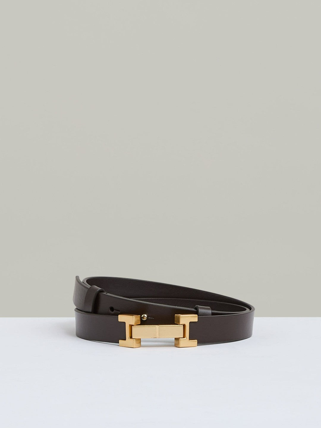 Leather Square Hinge Belt Chocolate | Women