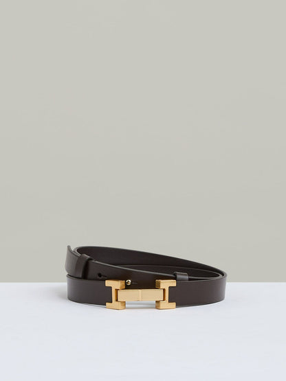 Leather Square Hinge Belt Chocolate | Women