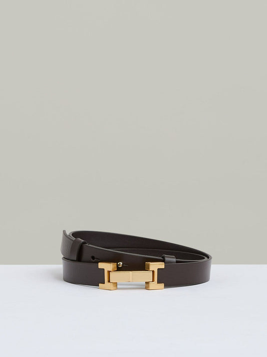 Leather Square Hinge Belt Chocolate | Women
