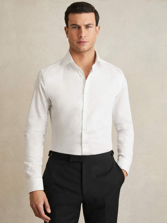 Regular Fit Cotton Sateen Shirt White | Men