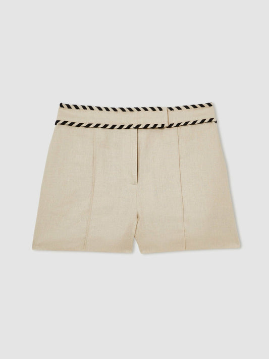 Linen Whipstitch Shorts Neutral | Women