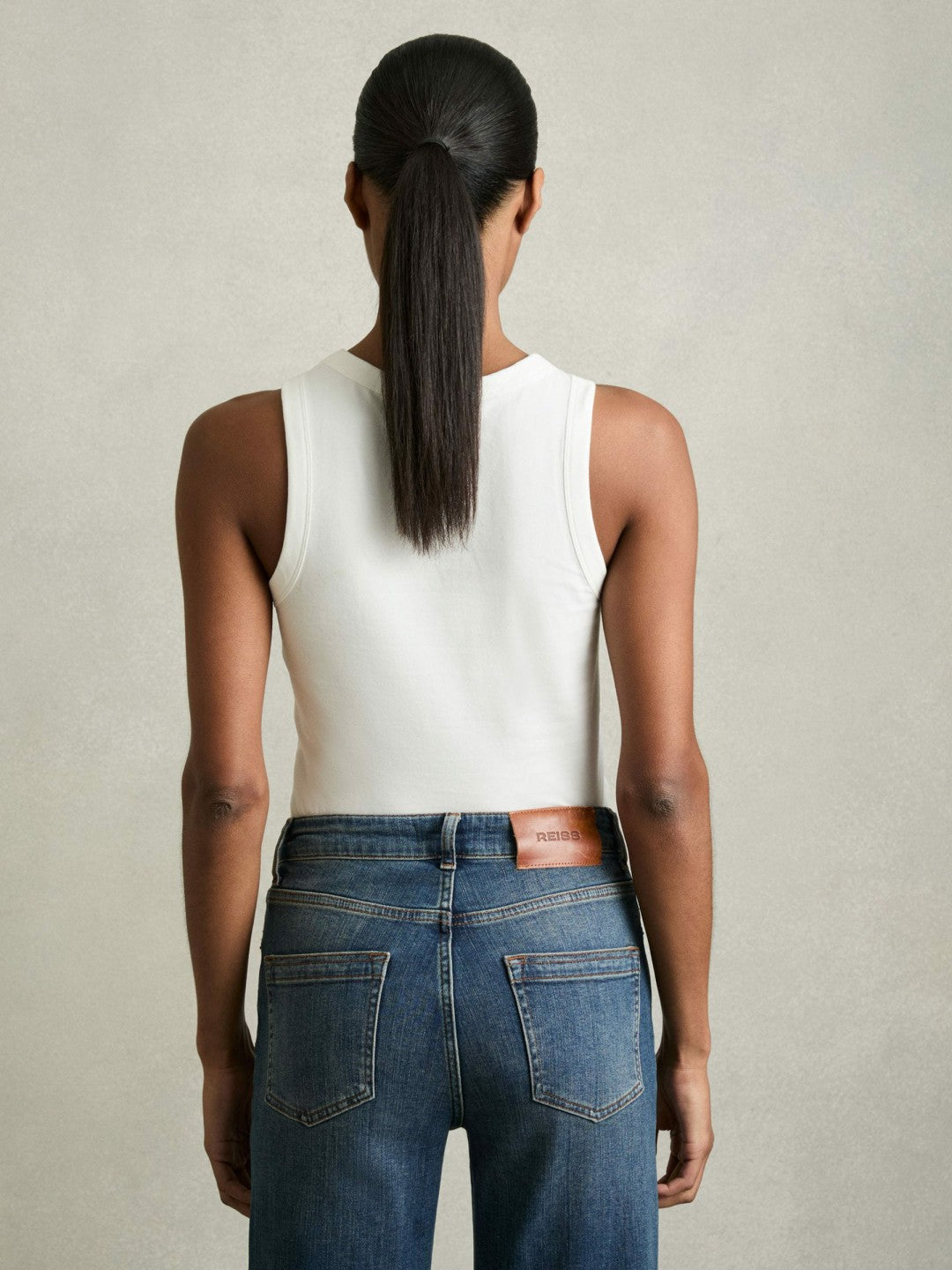 Stretch-Cotton Racerback Vest White | Women