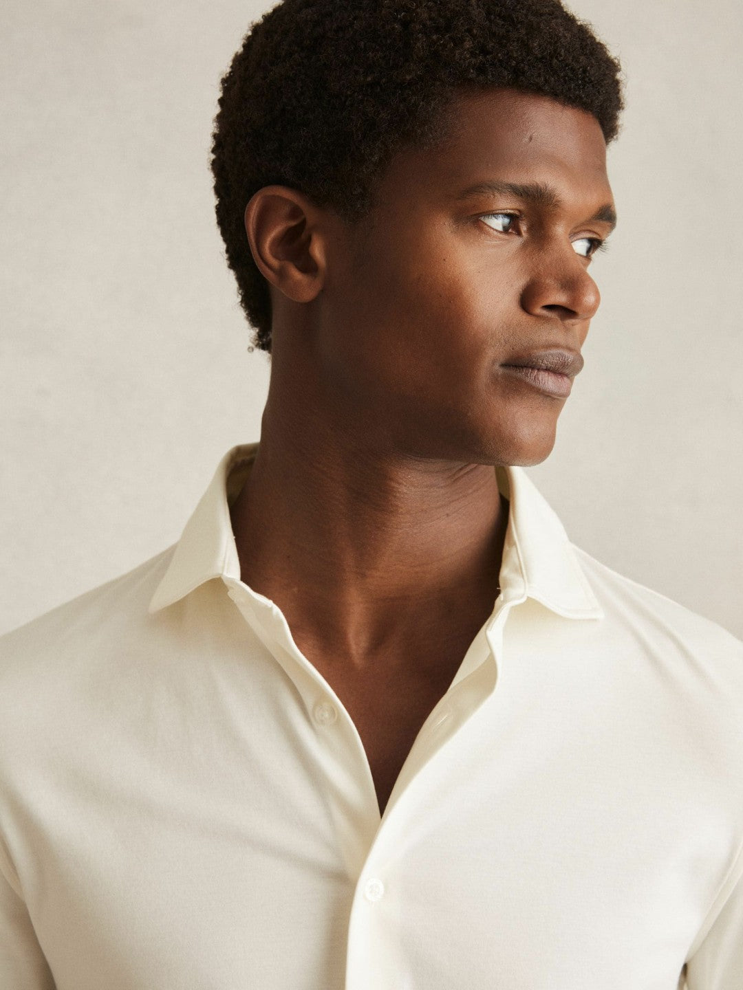 Cotton-Jersey Button-Through Shirt Ecru | Men