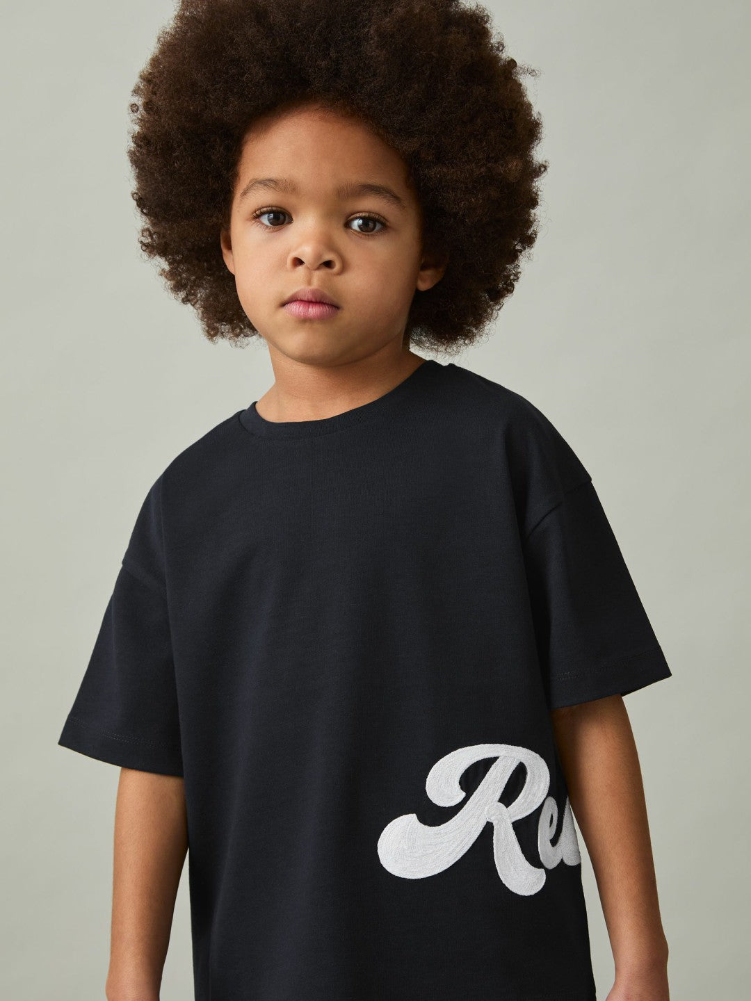 9-13 yrs Cotton Script-Logo Oversized T-Shirt Navy | Children & Baby