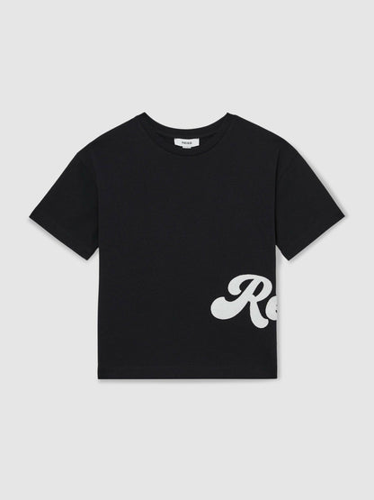 9-13 yrs Cotton Script-Logo Oversized T-Shirt Navy | Children & Baby