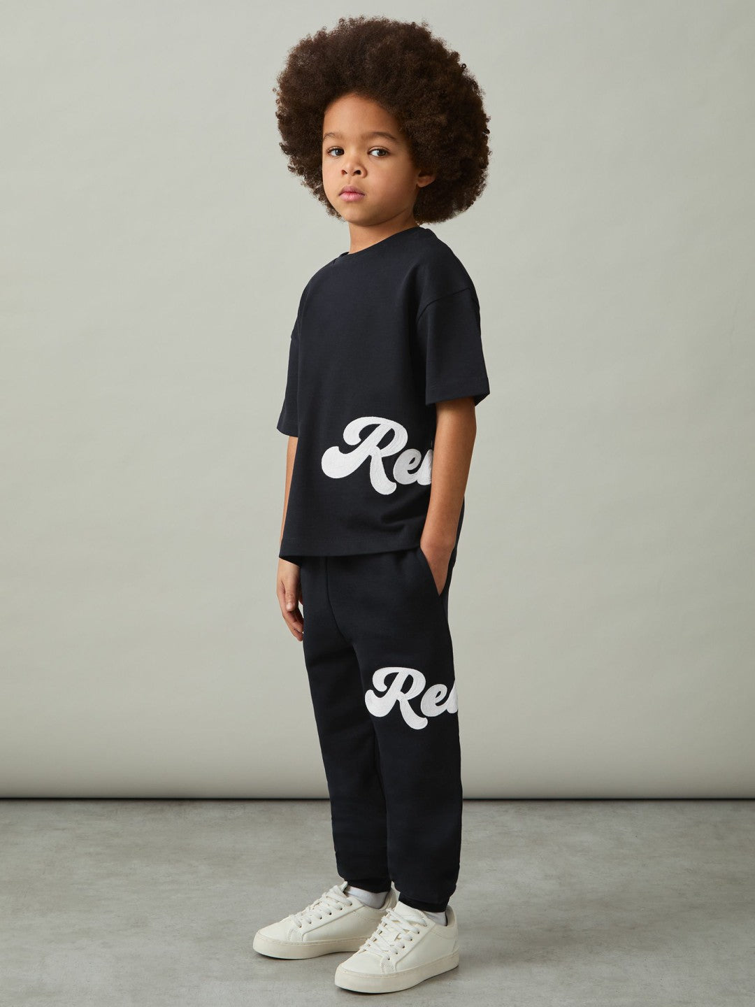 9-13 yrs Cotton Script-Logo Oversized T-Shirt Navy | Children & Baby