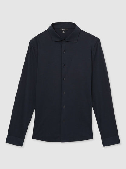 Cotton-Jersey Button-Through Shirt Navy | Men
