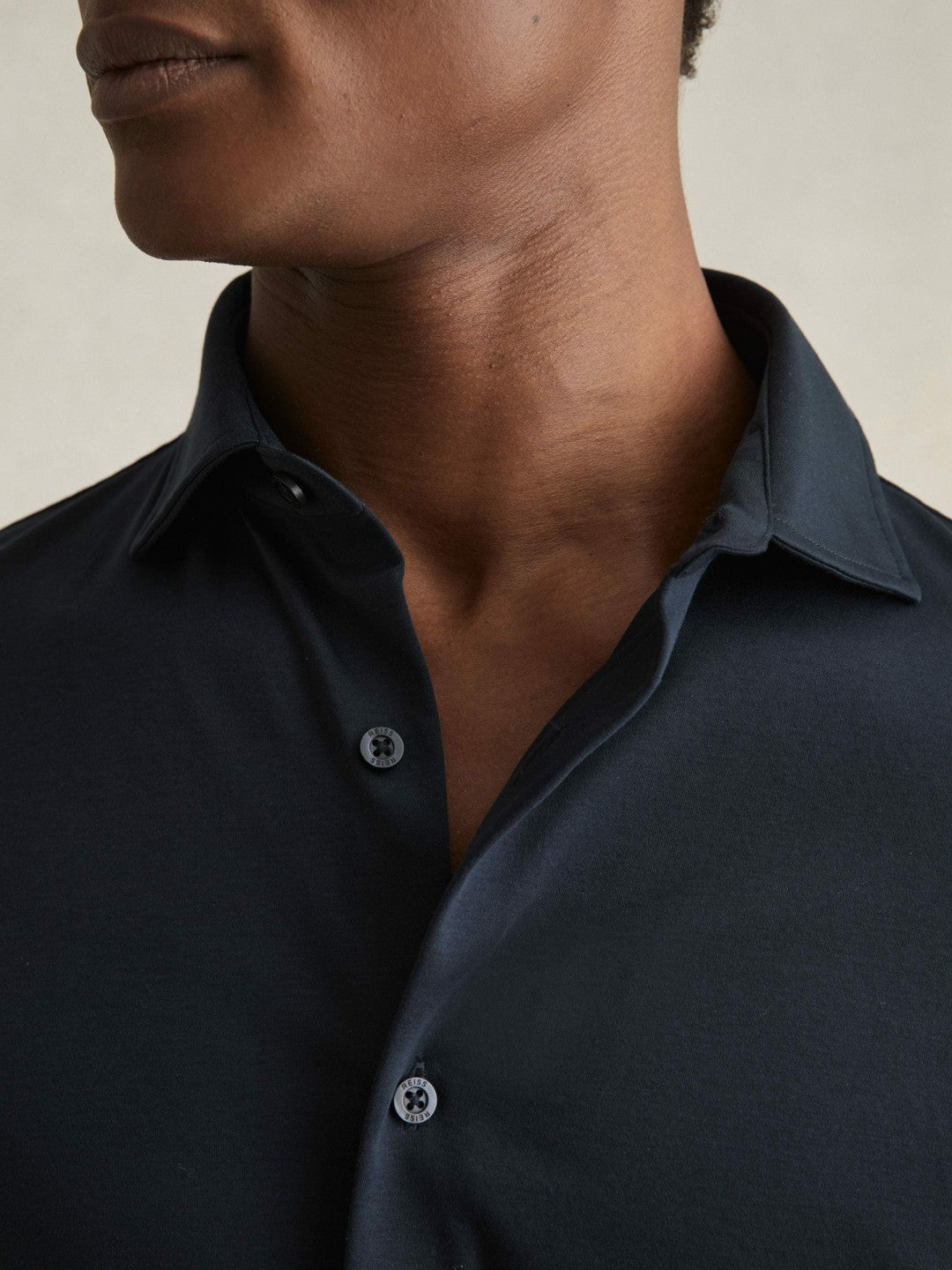 Cotton-Jersey Button-Through Shirt Navy | Men