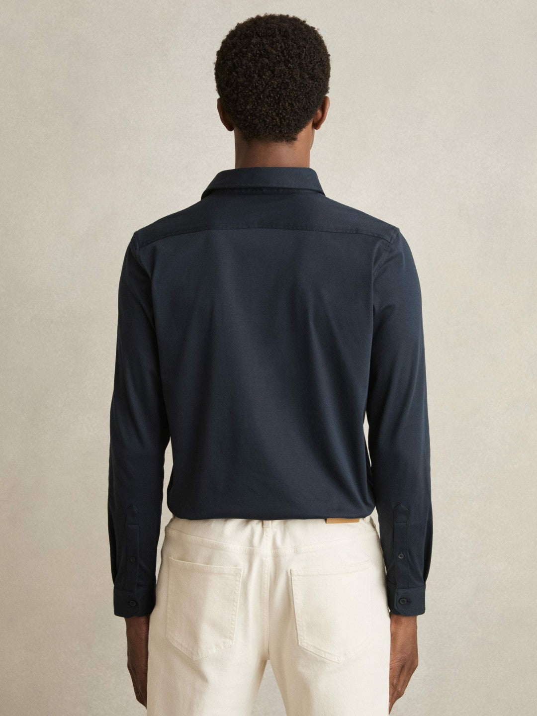 Cotton-Jersey Button-Through Shirt Navy | Men
