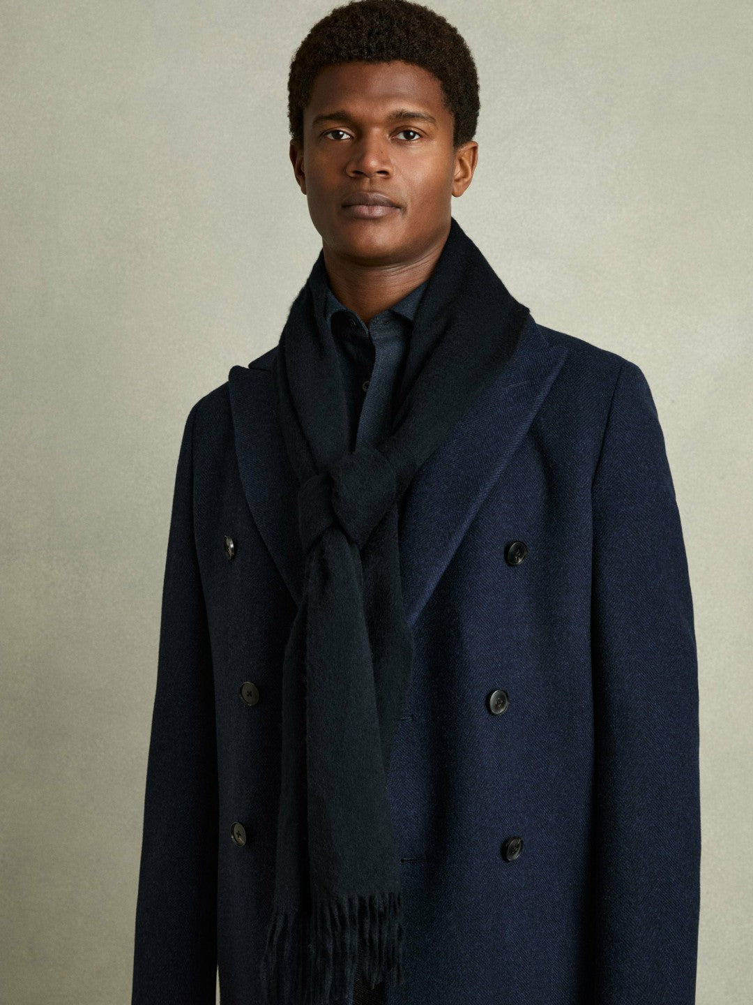Wool and Cashmere Scarf Navy | Men