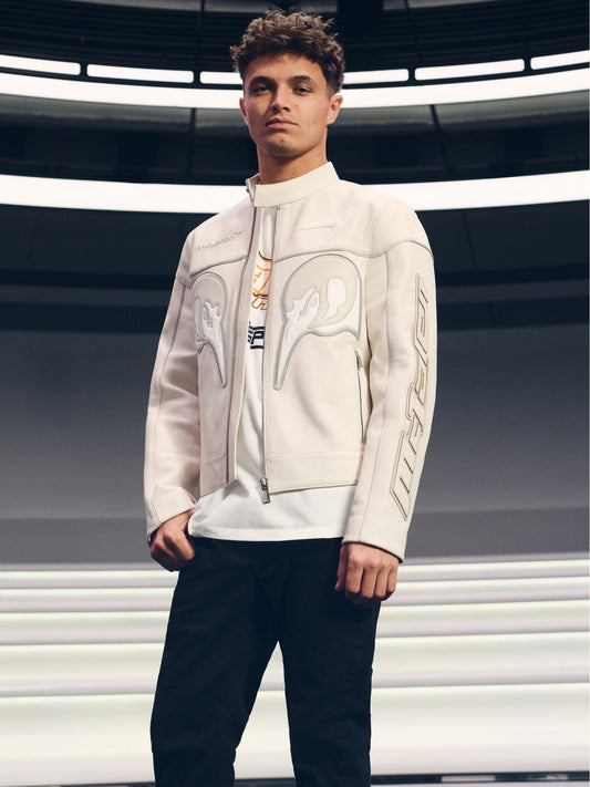 McLaren F1 Team Leather Biker Jacket Off White | Men