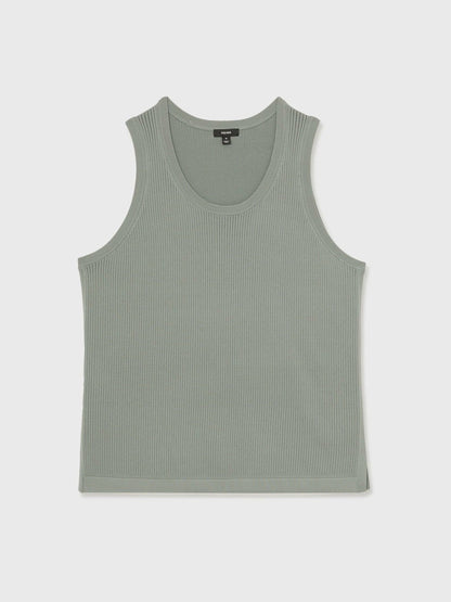 Textured Crew Neck Ribbed Vest Sage Green | Men
