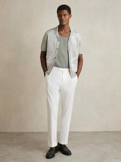 Textured Crew Neck Ribbed Vest Sage Green | Men