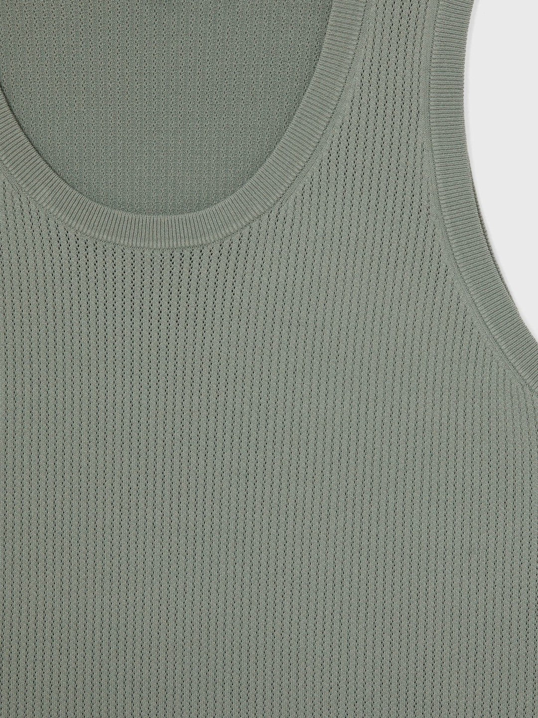 Textured Crew Neck Ribbed Vest Sage Green | Men