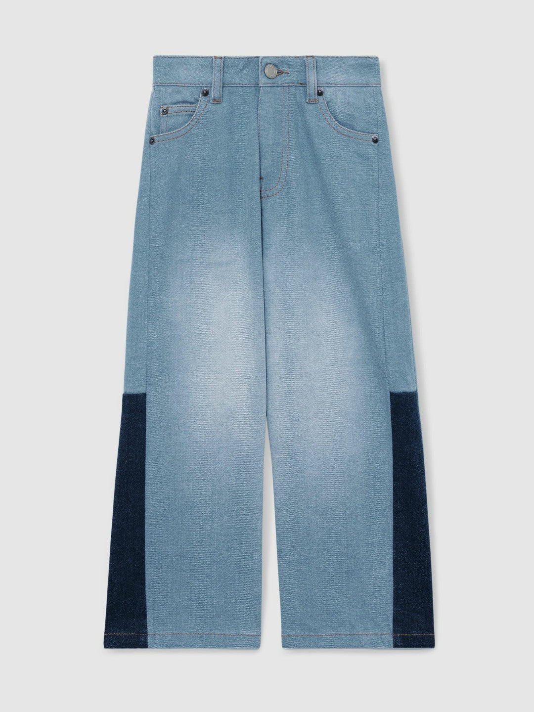 13-14 yrs Patchwork Denim Jeans Two-Tone Blue | Children & Baby