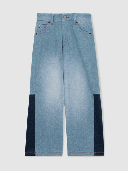 13-14 yrs Patchwork Denim Jeans Two-Tone Blue | Children & Baby
