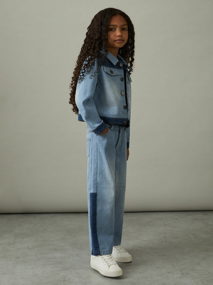 13-14 yrs Patchwork Denim Jeans Two-Tone Blue | Children & Baby