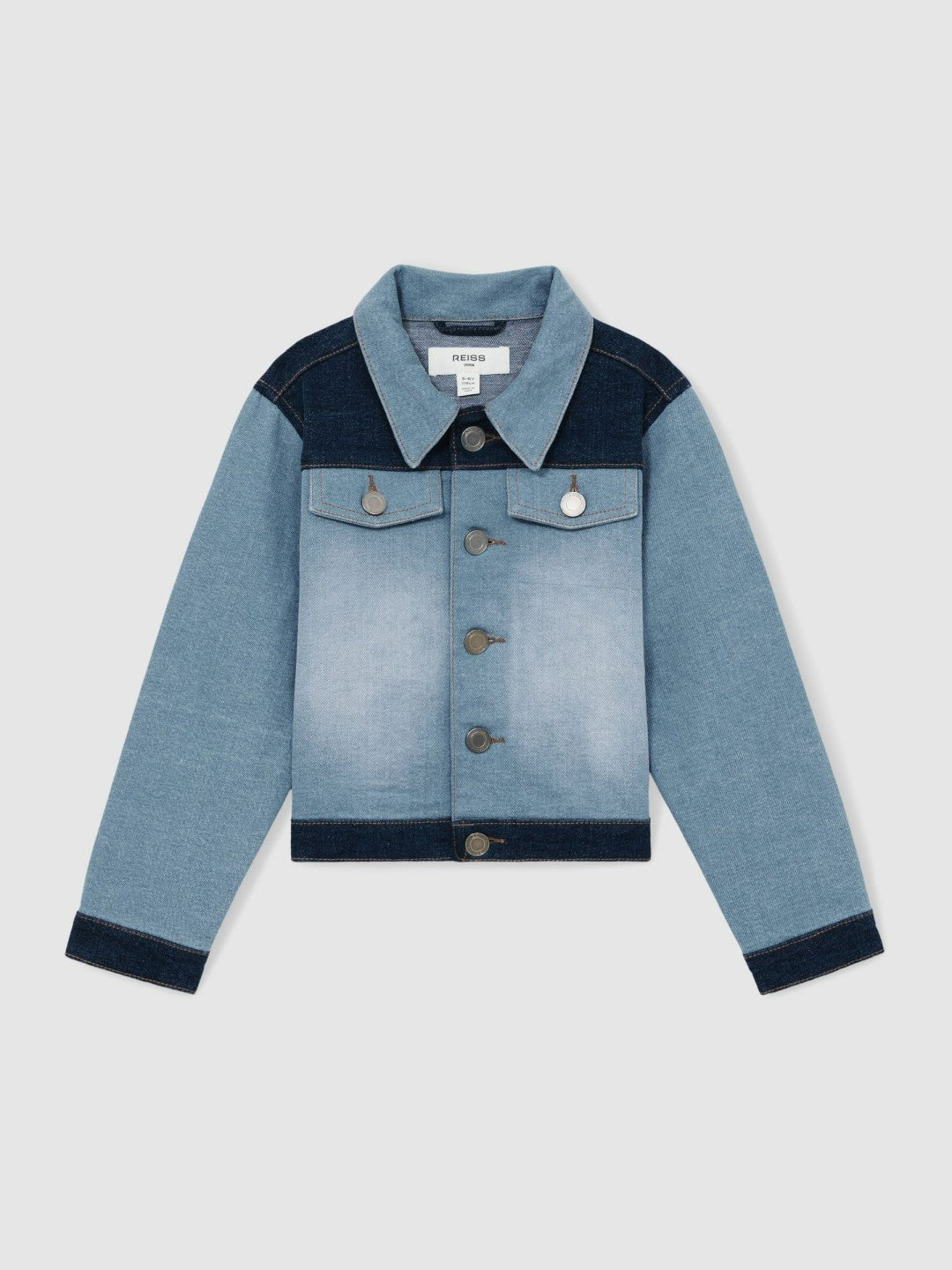 13-14 yrs Patchwork Two-Tone Denim Jacket Blue | Children & Baby