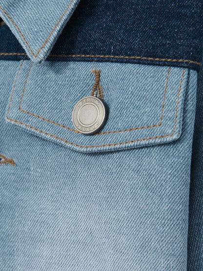 13-14 yrs Patchwork Two-Tone Denim Jacket Blue | Children & Baby