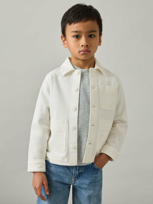 Cotton-Blend Work Jacket Off White | Children & Baby