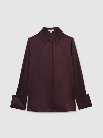Silk Double-Cuff Button-Through Shirt Red | Women