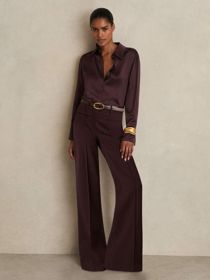Silk Double-Cuff Button-Through Shirt Red | Women