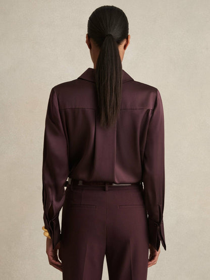 Silk Double-Cuff Button-Through Shirt Red | Women