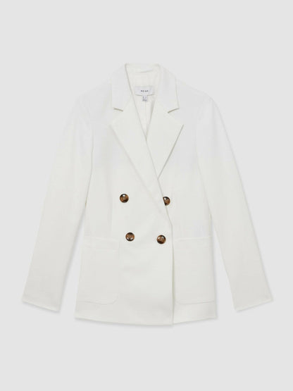 Double-Breasted Notch-Lapel Blazer White | Women