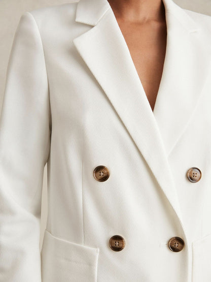 Double-Breasted Notch-Lapel Blazer White | Women
